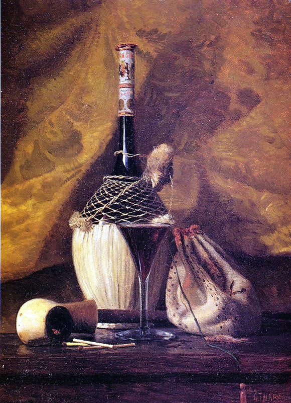  George Thompson Hobbs Still Life with Pipe and Bottle - Art Print