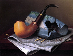  William Michael Harnett Still Life with Pipe, Newspaper and Tobacco Pouch - Art Print