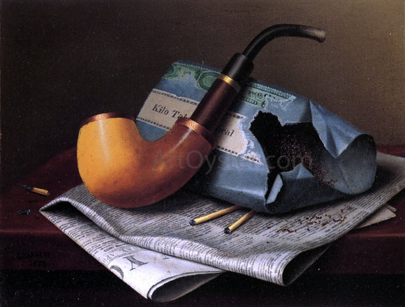  William Michael Harnett Still Life with Pipe, Newspaper and Tobacco Pouch - Art Print