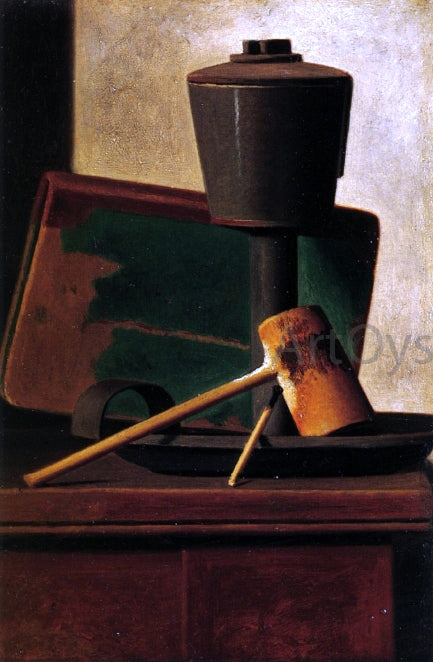  John Frederick Peto Still LIfe with Pipe, Oil Lamp and Book - Art Print