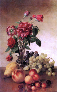  Robert Spear Dunning Still Life with Roses and Fruit - Art Print