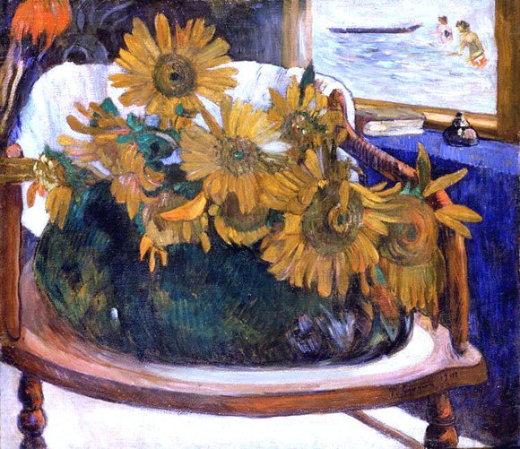  Paul Gauguin Still Life with Sunflowers on an Armchair - Art Print