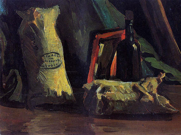  Vincent Van Gogh Still Life with Two Sacks and a Bottle - Art Print