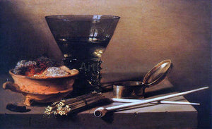  Pieter Claesz Still Life with Wine and Smoking Implements - Art Print