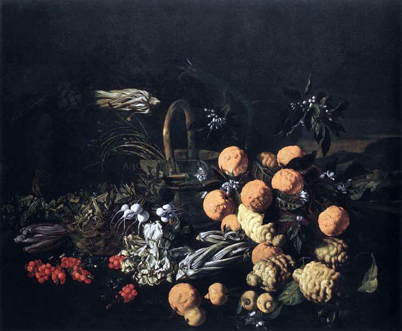  Giovanni Battista Ruoppolo Still-Life in a Landscape - Art Print