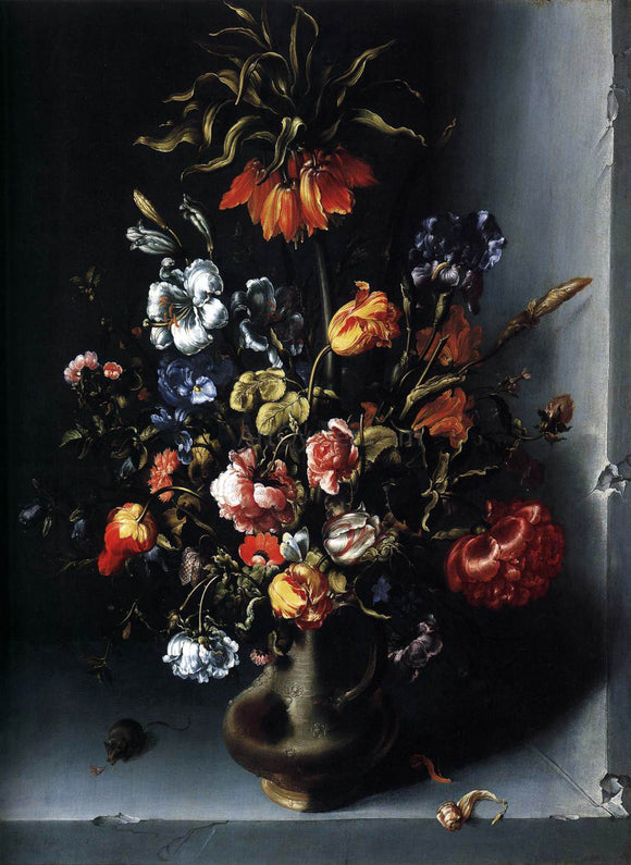  Jacob Woutersz Vosmaer Still-Life of Flowers with a Fritillary in a Stone Niche - Art Print