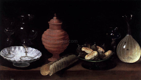  Juan Van der Hamen Still-Life of Glass, Pottery, and Sweets - Art Print