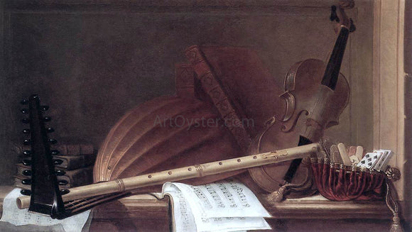  Pierre Nicolas Huilliot Still-Life of Musical Instruments - Art Print