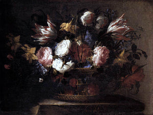  Juan De Arellano Still-Life with a Basket of Flowers - Art Print