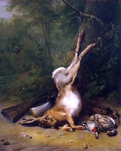  Eugene Verboeckhoven Still-Life with a Hare - Art Print