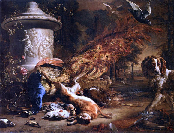  Jan Weenix Still-Life with a Peacock and a Dog - Art Print