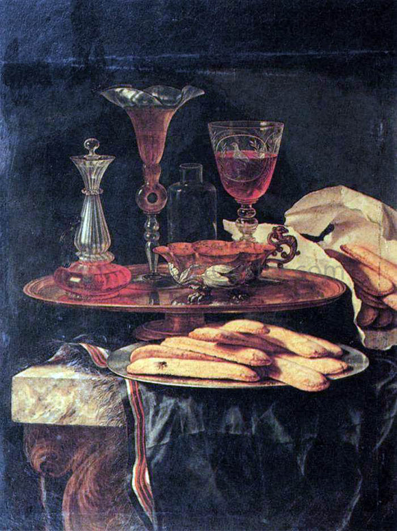  Christian Berentz Still-Life with Crystal Glasses and Sponge-Cakes - Art Print