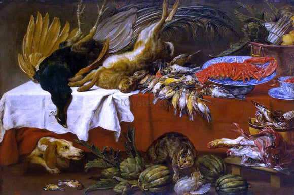  Paul De Vos Still-Life with Dead Game and Lobster - Art Print