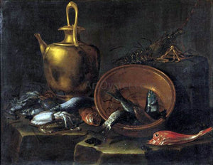  Giuseppe Recco Still-Life with Fish - Art Print