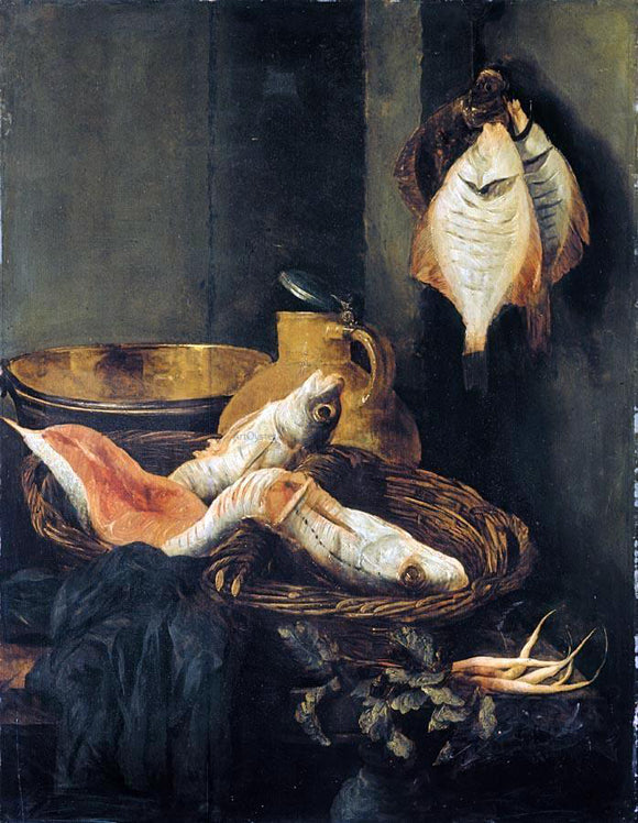  Abraham Van Beyeren Still-Life with Fish in Basket - Art Print