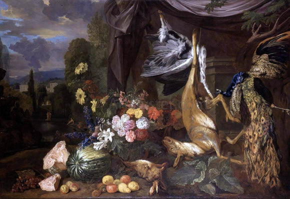  Pieter Andreas Rysbrack Still-Life with Flowers and Fowl - Art Print