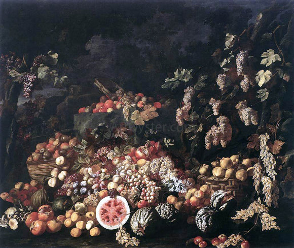  Giuseppe Recco Still-Life with Fruit and Flowers - Art Print