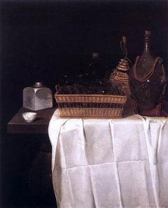  Sebastien Stoskopff Still-Life with Glasses and Bottles - Art Print