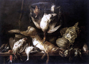  Adriaen Van Utrecht Still-Life with Hare and Birds on a Ring - Art Print