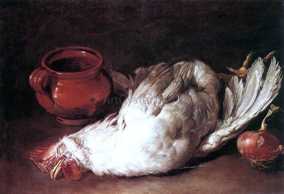  Giacomo Ceruti Still-Life with Hen, Onion and Pot - Art Print
