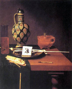  Hubert Van Ravesteyn Still-Life with Porcelain Vase and Smoking Tools - Art Print