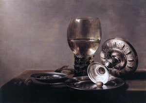  Pieter Claesz Still-life with Wine Glass and Silver Bowl - Art Print