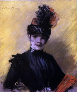  William Merritt Chase Study of Black Against Yello (also known as Portrait of Mrs. Chase) - Art Print