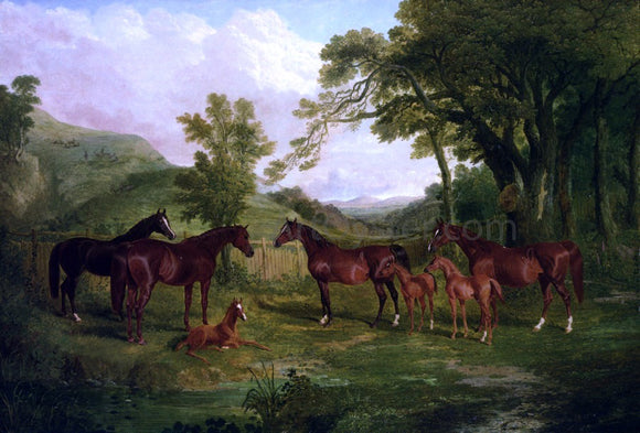  Sr. John Frederick Herring Streatlam Stud, Mares and Foals - Art Print