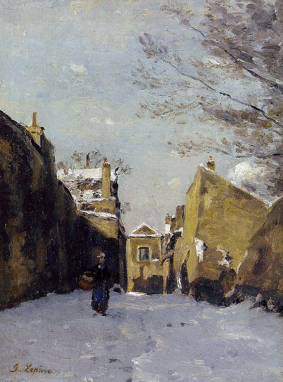  Stanislas Lepine Street in Montmartre, Snow Effect - Art Print