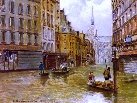  Carlo Brancaccio Street in Paris During Flood of 1910 - Art Print