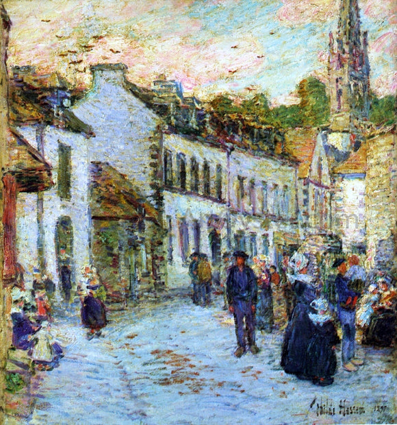  Frederick Childe Hassam Street in Pont Aven - Evening - Art Print
