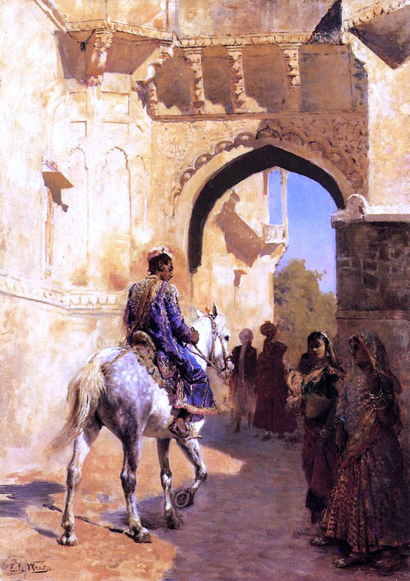  Edwin Lord Weeks Street Scene in India - Art Print