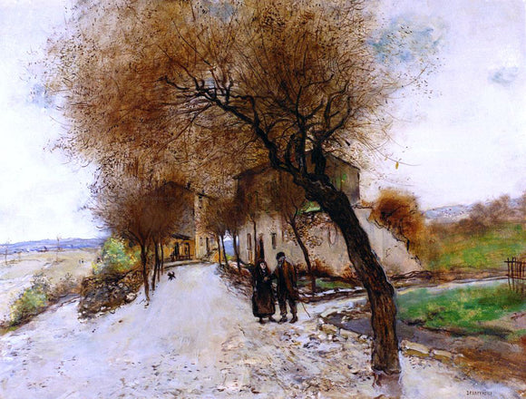  Jean-Francois Raffaelli Strollers Leaving a Village - Art Print