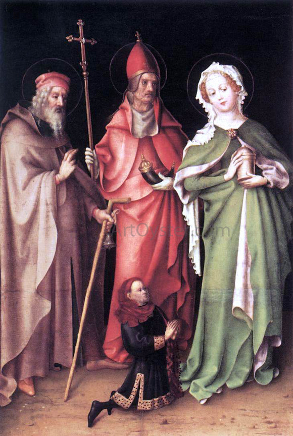  Stefan Lochner Sts Anthony the Hermit, Cornelius and Mary Magdalen with a Donor - Art Print