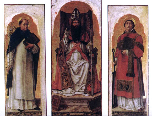  Bartolomeo Vivarini Sts Dominic, Augustin, and Lawrence - Art Print
