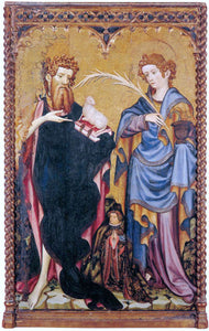  Joan Mates Sts John the Baptist and John the Evangelist with a Donor - Art Print