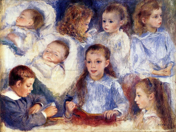  Pierre Auguste Renoir Studies of the Children of Paul Berard - Art Print
