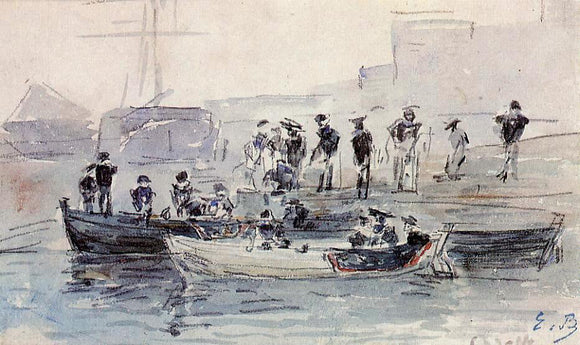  Eugene-Louis Boudin Study for 'Marines Landing in Brest Harbor' - Art Print