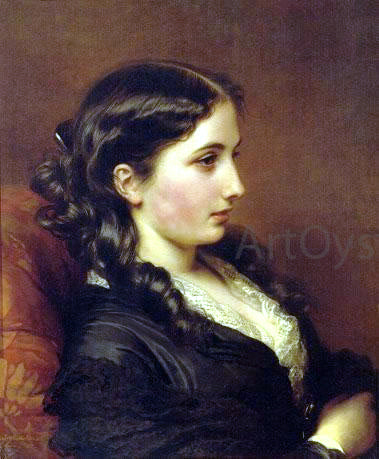  Franz Xavier Winterhalter Study of a Girl in Profile - Art Print