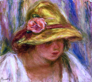  Pierre Auguste Renoir Study of a Woman in a Yellow Hat - Art Print