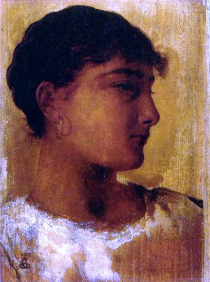  Edwin Longsden Long Study of a Young Girls Head, another view - Art Print