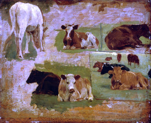  Eugene-Louis Boudin Study of Cattle - Art Print