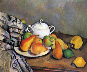  Paul Cezanne Sugarbowl, Pears and Tablecloth - Art Print