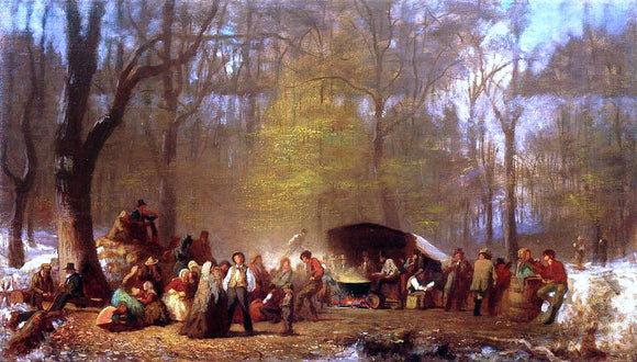  Eastman Johnson Sugaring Off at the Camp, Fryeburg, Maine - Art Print