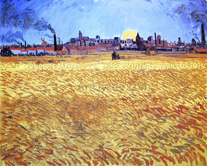  Vincent Van Gogh Summer Evening, Wheatfield with Setting Sun - Art Print