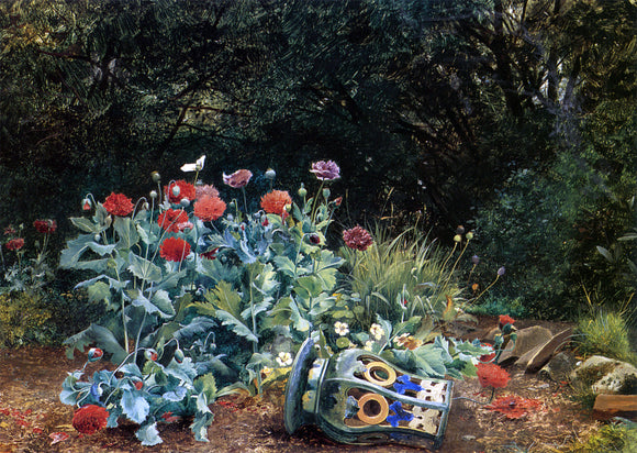  David Bates Summer Flowers in a Quiet Corner of the Garden - Art Print
