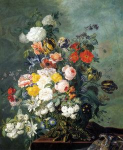  Jean Benner Summer Flowers in a Vase on a Ledge - Art Print