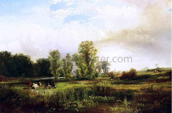  Thomas Moran Summer Landscape with Cows - Art Print