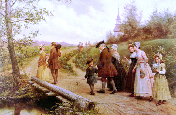  Jennie Augusta Brownscombe Sunday Morning - Art Print