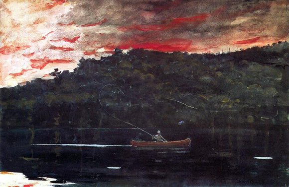  Winslow Homer Sunrise, Fishing in the Adirondacks - Art Print